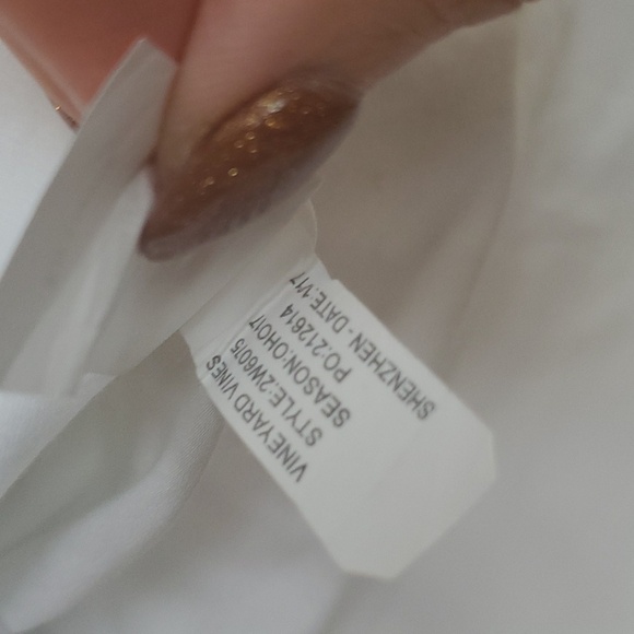 Vineyard Vines 3/4 Sleeve Smocked Blue & White Stitching Sz L Blouse Tunic - Picture 8 of 12